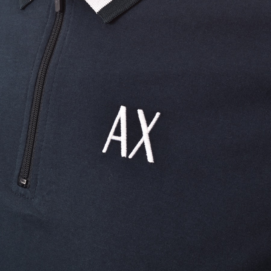 Alternative Image for ProductArmani Exchange Half Zip Polo T Shirt Navy3